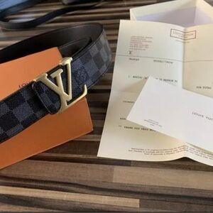 Louis Vuitton Men's Black Checkered Belt